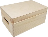 Playwood Aufbewahrungsbox aus Kiefernholz mit Klappdeckel für Bastelmaterial 30x20x13,5 cm