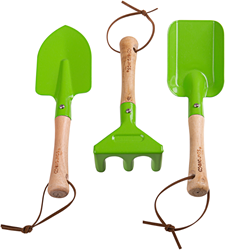 BigJigs Gartengeräte Holz-Stahl - 3-teiliges Kinderspielzeug Set