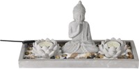 Home & Styling Buddha Zen Garten Dekoration Set Beton Grau 29,5x12x7cm