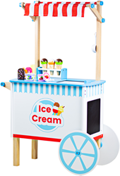 BigJigs Holz-Eiswagen Spielzeug mit Zubehör - Rollenspiel