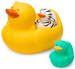 Infantino Badeente Familie Badespielzeug gelb weiß Baby Spaß