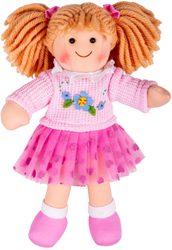 BigJigs Kuschelpuppe Jasmin - weiche Stoffpuppe 25 cm Spielzeugpuppe