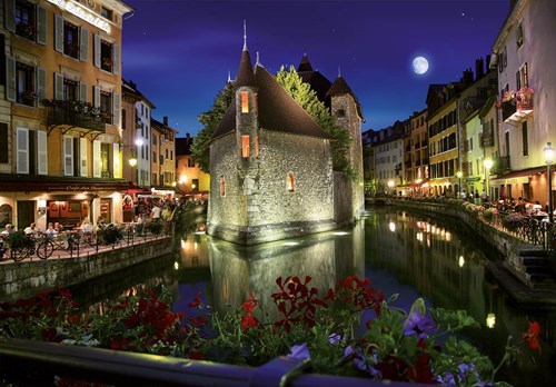 D-Toys Puzzle 1000 Teile Nachtlandschaft Annecy Frankreich Puzzle