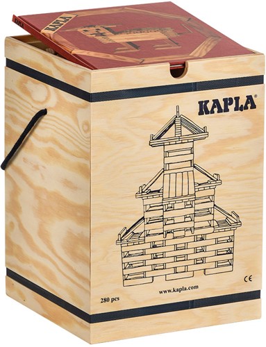 KAPLA Holzbaukasten 280 Steine in Holzkiste mit Kunstbuch