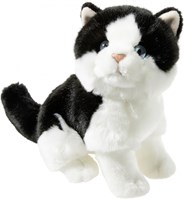 Heunec Kuscheltier Katze schwarz-weiß Plüschspielzeug 24cm für Kinder