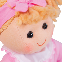 BigJigs Puppe Kelly - Stoffpuppe mit rosa Erdbeerkleid und blonden Haaren-2