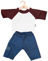 Hollie Puppenkleidung Jeans und bordeauxfarbenes Shirt - Set für Puppen