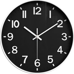 Attalos Wanduhr - leises Quarz-Uhrwerk - minimalistisches Design 30cm weiß schwarz