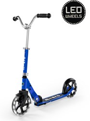 Micro Kinderroller Cruiser LED blau - klappbarer Scooter mit LED Rädern - 2 Räder