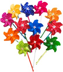 Giobas Windmühle Spielzeug mini Punkte/uni 11cm bunte Windrad