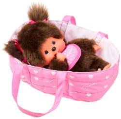 Monchhichi Plüschpuppe mit Tragetasche - 20 cm - süßes Spielzeug