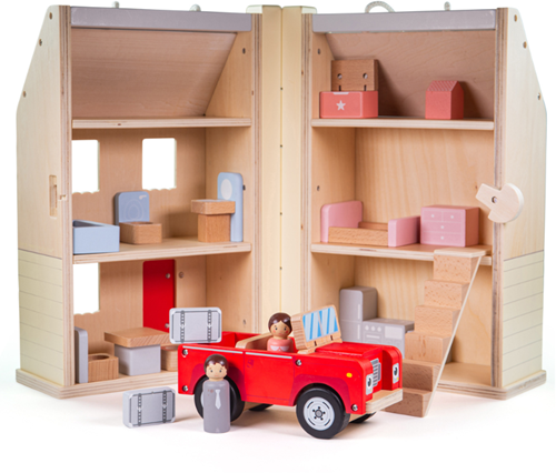 BigJigs Puppenhaus Holzspielzeug mit Zubehör und Puppen-3