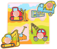 Bigjigs Holz-Steckpuzzle Baufahrzeuge - pädagogisches Spielzeug 4 Teile