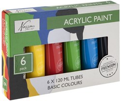 Nassau Acrylfarben Set Malen 6x120 ml Primärfarben kinderfreundlich