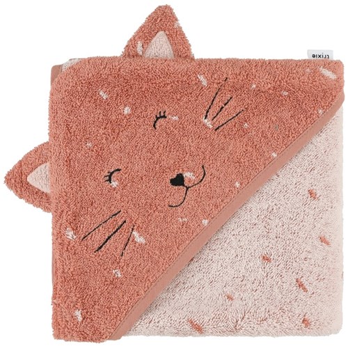 Trixie Baby Kapuzenbadetuch 75x75cm Mrs. Cat Bio-Baumwolle rosa