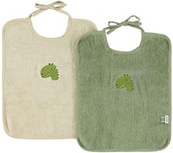 Trixie Lätzchen XL 2er-Pack - große Baby Lätzchen Bio-Baumwolle Dino