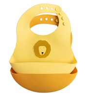 Trixie Silikon Lätzchen 2er-Pack Mr. Lion - Baby Lätzchen mit Auffangtasche