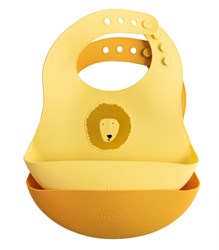 Trixie Silikon Lätzchen 2er-Pack Mr. Lion - Baby Lätzchen mit Auffangtasche