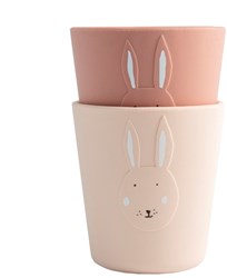 Trixie Silikonbecher 2er-Pack Mrs. Rabbit - stapelbare Kinderbecher rosa