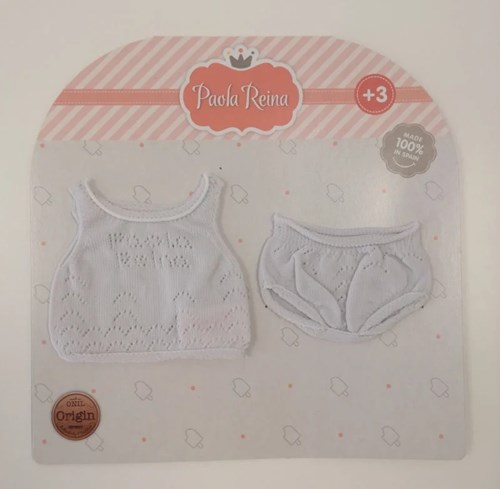 Paola Reina Puppenunterwäsche grau - Babypuppe Kleidung Set Baumwolle 34cm-2