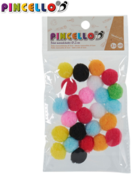 Pincello bunte Pompons Bastelset Textil 25 Stück Multicolor