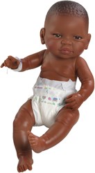 Paola Reina Babypuppe dunkelhäutiges Mädchen mit Windel 45 cm - realistische Puppe