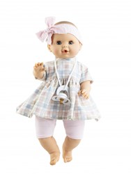 Paola Reina Puppe Sonia kariert mit Mechanismus 36cm - Babypuppe rosa