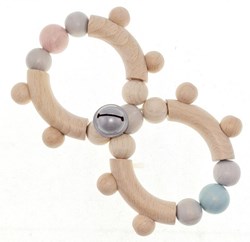 Hess Holz Rassel Achtform Babyspielzeug Pastellfarben Motorik