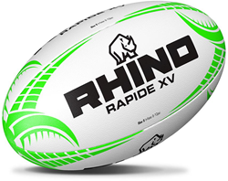 Rhino Rugbyball Rapide XV weiß Größe 5 - Trainingsball langlebig Grip
