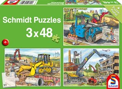 Schmidt Puzzle Baustellenfahrzeuge - 3x48 Teile Kinderpuzzle