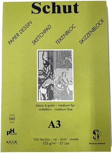 Schut Zeichenblock grün A3 125g 100 Blatt - Skizzenpapier für Kinder