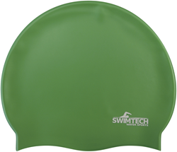 SwimTech Silikon Badekappe grün - bequeme Schwimmkappe für Erwachsene