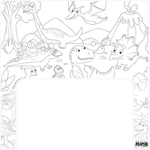 Matta Kids - Dino bos - Herbruikbare Kleurplaat en Veegplacemat - Past op Ikea Antilop