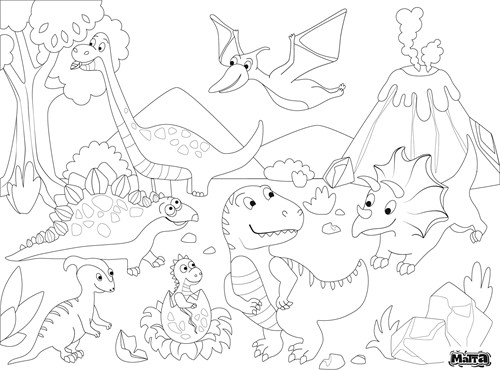 Matta Kids - Dino bos - Herbruikbare Kleurplaat en Veegplacemat