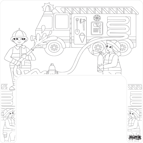 Matta Kids - Brandweer helden - Herbruikbare Kleur- en Veegplacemat - Past op Ikea Antilop