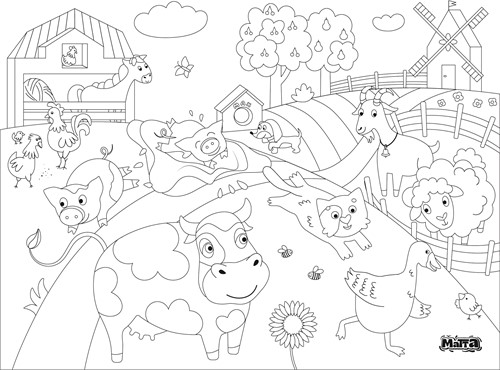 Matta Kids - Boerderij plezier - Herbruikbare Kleur- en Veegplacemat