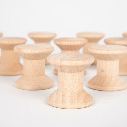 TickiT Holz Bastelspulen - Set aus 10 natürlichen Holzspulen-3