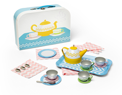 BigJigs Teeservice Spielzeug aus Blech - buntes Kindergeschirr für Rollenspiele