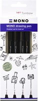 Tombow Fineliner Set schwarz – Bold – 4 Stück – Kreative Zeichenstifte