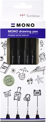 Tombow Fineliner Set schwarz – Bold – 4 Stück – Kreative Zeichenstifte