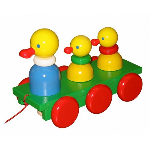 Miva Holz Nachziehspielzeug 3 Enten bunt pädagogisch