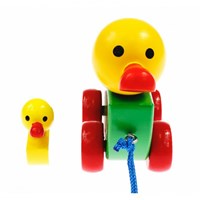 Miva Nachziehfigur Ente mit Küken - buntes Holzspielzeug-2