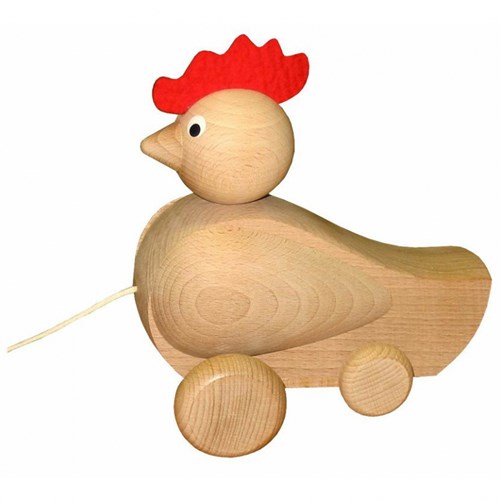 Miva Holz Nachziehfigur Hahn - pädagogisches Spielzeug mehrfarbig