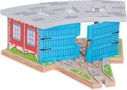 BigJigs Holz Eisenbahn Lokschuppen für 3 Züge - Spielzeug Zubehör