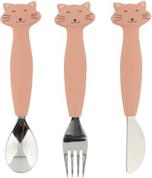 Trixie Silikon Kinderbesteck Set 3-teilig Mrs. Cat - buntes Kindergeschirr