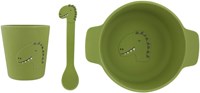 Trixie Silikon Baby Essset - Mr. Dino - Grünes Kindergeschirr Set