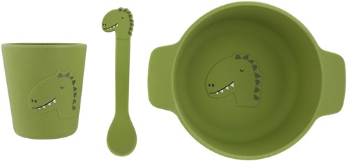 Trixie Siliconen baby eetset - Mr. Dino