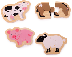 Bigjigs Zweiteilige Puzzles (Bauernhof)