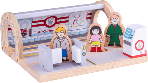 BigJigs Holz U-Bahn-Station - Spielzeug Zugzubehör