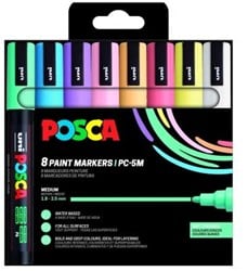 Uni Posca Uni Posca Markers PC5M Set Zachte Kleuren 8 stuk